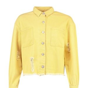 Yellow Denim Cropped oversized jacket